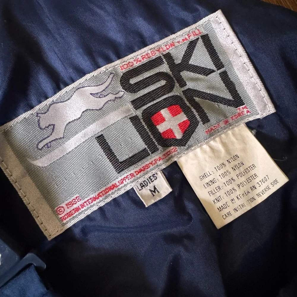 Ski Lion Vintage Navy Blue Overall Bib Snowsuit‎ Size M